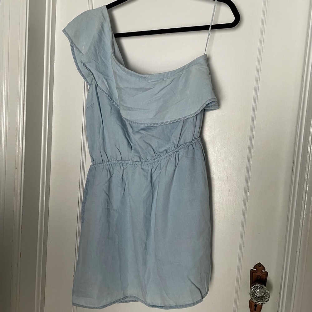 Guess Light Blue One Shoulder Dress